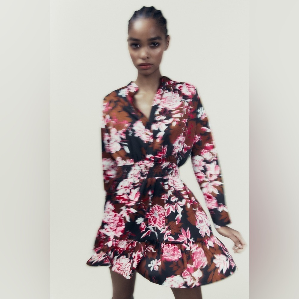 Zara Mini Floral Print Dress NWT - Picture 1 of 13